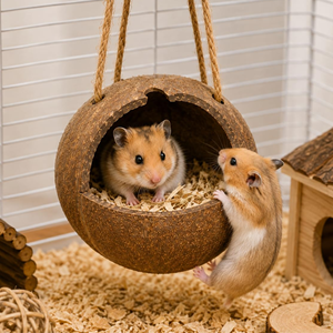 Natural Coconut Shell <b>Bird</b> Feeder Bowl, Handcrafted Hanging Round Wooden Food Dish for <b>Cage</b> & <b>Outdoor</b> Garden Decor From Vietnam - Product Image 4
