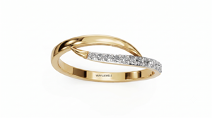 Anillo de Boda de Media Eternidad con Diamantes Cultivados en Laboratorio, Corte Trenzado Elegante, para Mujer, Oro 10K 14K 18K, Plata 925 935 - Product Image 2
