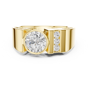 Yellow Gold Diamond <b>Ring</b> <b>Dome</b> Wedding Band Polished Engagement <b>Ring</b> Classic Jewelry for Men and Women - Product Image 1