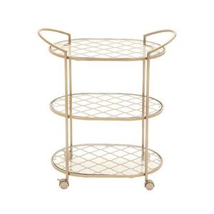 Designer Metal Serving <b>Trolley</b> with Black Finish and Glass Shelves for Luxury Home and Hotel Decoration - Product Image 4