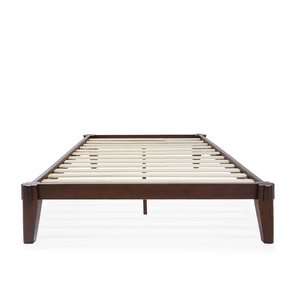 Modern Indoor Walnut <b>Wood</b> Solid Wooden <b>Platform</b> <b>Bed</b> Frame with Soft Headboard for Bedroom Hotel or Villa Wholesale - Product Image 2