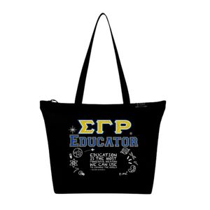 Women Educator Screen Printed <b>Tote</b> Bag Greek Letter Inspired Reusable Canvas Shoulder Carry Bag Casual Teacher Shopping <b>Book</b> Bag - Product Image 1