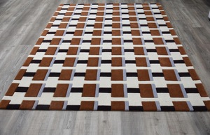 Geometric Pattern Wool Tufted <b>Rug</b> with Latex Backing Modern Check Design Carpet for Living Room Bedroom Home Decor - Product Image 6