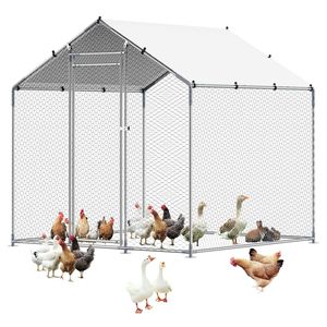 Grande Pollaio in Metallo 6.56x6.56x6.56ft con Tetto a Punta e Gabbia per Galline con Chiusura di Sicurezza per Pollaio - Product Image 5