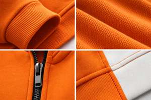 Conjunto Deportivo con Capucha Naranja para Hombre, Chaqueta y Pantalones con Paneles en Contraste, Ropa Deportiva para Correr, Entrenamiento, Gimnasio, Fitness, Conjunto Casual para Trotar - Product Image 6