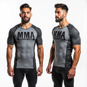 Rashguard personnalisé MMA tendance, design sur mesure, coupe compressive, manches courtes, kimono de Jiu Jitsu pour les séances de grappling - Product Image 1