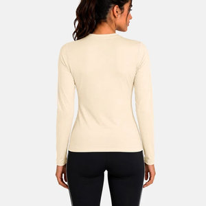T-shirt de sport personnalisé sans couture 2026 pour femme, très élastique, en Spandex/Polyester, à manches longues et col rond, idéal pour l'entraînement en salle de sport - Product Image 6