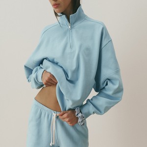 Nueva Llegada: Sudadera Oversize Personalizada para Mujer con Media Cremallera, de Algodón y Forro Polar, Hombros Caídos, Sudadera de Alta Calidad para Mujer - Product Image 1