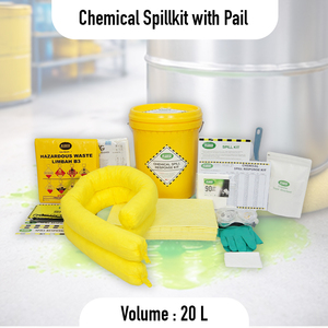 Kit de Réponse aux Déversements Chimiques, Seau de 20 Litres, Kit Absorbant Portable pour Déversements de Produits Chimiques Dangereux, pour Urgences Industrielles et Lieux de Travail - Product Image 3