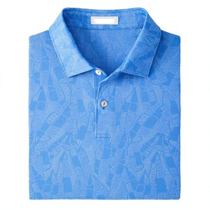 เสื้อเชิ้ตผู้ชายสีน้ำเงิน ผ้าถักโพลีเอสเตอร์/คอตตอน แขนสั้น ระบายอากาศได้ดี ทรงปกติ ดีไซน์ปรับแต่งได้ - Product Image 1