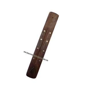 Bouddha et étoile en laiton incrusté en gros porte-bâton d'encens en bois de haute qualité brûleur d'encens pour la méditation Yoga métaphysique - Product Image 2