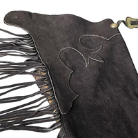 Chaps western en cuir de vachette véritable de qualité supérieure, avec boucle d'entraînement, coupe slim classique, en daim.