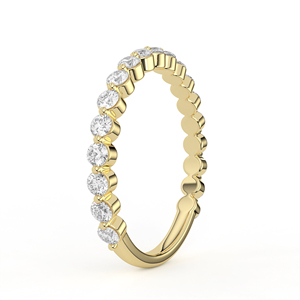 14K 18K Yellow Gold Lab Grown Diamond <b>Ring</b> Baguette Cut Center Undulating Ribbon Multi Stone Mixed Geometric Fine Jewelry - Product Image 3