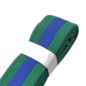 Green and <b>Blue</b> Karate Belt <b>Roll</b> with White Band Polyester/Cotton Quick Dry for Adults - Product Image 4