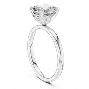 Bague de fiançailles solitaire en diamant de laboratoire taille Asscher certifié GRA, en or blanc 14 carats, bijoux fins au prix le plus bas - Product Image 3