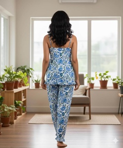Cotton Night <b>Suit</b> Set <b>Women's</b> Floral Print Button Down Top Pajama Set Short Sleeve Summer Sleepwear <b>Lounge</b> Wear - Product Image 3
