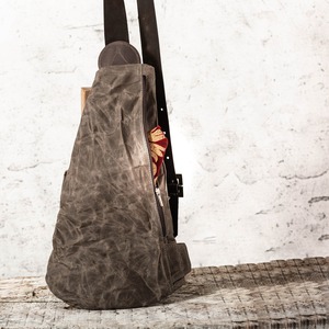 Sac bandoulière unisexe en cuir et toile, style vintage, pour poitrine ou épaule, idéal pour le voyage, la randonnée, la mode, imperméable, avec fermeture éclair, vente en gros LCSB-0010 - Product Image 4