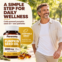 Gélules d'huile de graines de citrouille pressée à froid 3000mg avec du palmier nain pour le soutien de la prostate et des cheveux, marque privée OEM