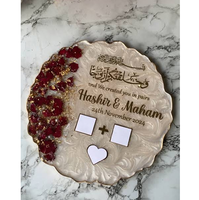 Planche à pouces en résine époxy et fleurs séchées pour la cérémonie de mariage musulman Nikah, pour la mariée et le marié