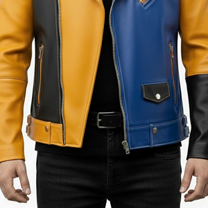 Latest Hot Selling Design Winter <b>Jacket</b> Men Red <b>Real</b> <b>Leather</b> <b>Jacket</b> Streetwear Square Collar <b>Leather</b> Outdoor <b>Jacket</b> Men's - Product Image 5