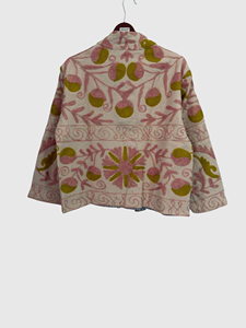 Veste à col mandarin brodée à la main avec des motifs floraux, manches longues, en coton, style Prairie Chic, vêtements de printemps, grande taille pour femmes - Product Image 2