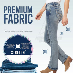 Pantalones Vaqueros de Algodón 100% para Mujer, Cintura Media, Tela Elástica, Suaves, Cómodos, Elegantes, Casuales, de Corte Recto - Product Image 5