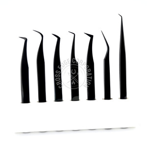 Pinza Curva para Pestañas Negra 75 90 Grados, Pinza de Aislamiento con Punta de Fibra, Herramienta Aplicadora para Extensión de Pestañas Mega Volumen - Product Image 4