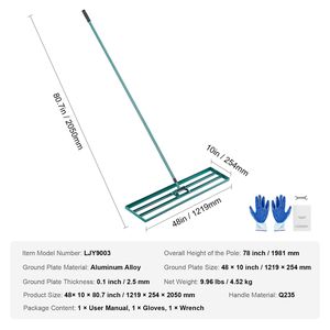 Rastrello Livellatore per Prato con Manico in Acciaio da 78 Pollici, 48x10 Pollici, Attrezzo da Giardino Resistente con Testa in Plastica, Livella il Tuo Prato Facilmente - Product Image 3