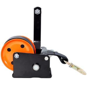 Verricello Manuale Portatile 600LBS con Cinghia Nera da 6m, Rapporto di Trasmissione 3.1:1, Cricchetto Bidirezionale, Guscio Arancione e Nero, Verricello Elettrico Manuale - Product Image 6