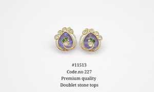 Boucles d'oreilles clous plaquées or double pierre 11513, aspect perle, forme goutte d'eau, bijoux pour mariage et fête - Product Image 3
