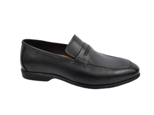 Mocassins en cuir noir pour hommes Dlords, à enfiler, bout rond, semelle intérieure amortie, chaussures de bureau et de carrière, semelle extérieure en caoutchouc, toutes saisons, modèle Gad Penny - Product Image 1