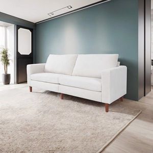 Divano Angolare in Pelle e Velluto a Coste Bianco Stile Moderno, Multifunzionale per Soggiorno o Ufficio - Product Image 2