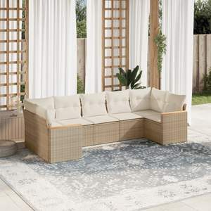 Conjunto de Sofás de Jardín de Ratán PE Beige con Acero con Recubrimiento en Polvo, 100% Poliéster, Elegante y Duradero - Product Image 1