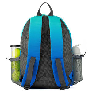 Vibrant Blue Gradient Tennis Racket <b>Backpack</b> with <b>Waterproof</b> Fabric and Large Side Mesh Pockets for Sports Gear - Product Image 6
