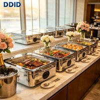 Matériel de cuisine professionnel pour hôtels et restaurants, ensemble de réchauds de luxe en acier inoxydable pour buffet, chauffe-plats électrique