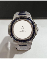Montre de haute qualité pour usage quotidien, cadran baguette bleu, acier inoxydable, carrée, simple, entièrement sertie de diamants Moissanite blancs, fermoir caché