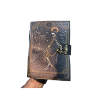 Livre des sorts en cuir Journal Deckle Edge vintage papier Grimoire imprimé Journal gothique cahier crâne amant Antique carnet de croquis