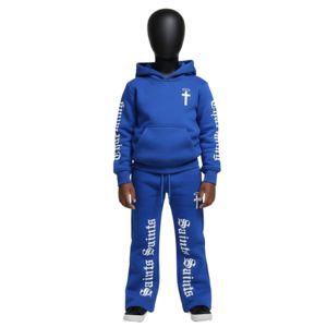 Ensembles de survêtements évasés pour enfants en coton 100% personnalisés, à manches longues, respirants, avec sweats à capuche et pantalons de jogging, pour bébés et jeunes enfants - Product Image 6