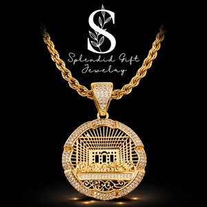 Collar con Colgante de la Última Cena con Diamantes, Estilo Hip-Hop Europeo y Americano, Joyería Religiosa para Hombre - Product Image 1
