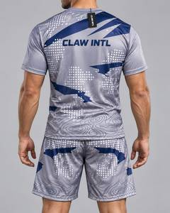 CLAW INTL ชุดเสื้อฟุตบอลชาย สีเทา สีน้ำเงิน พิมพ์ลายแบบซับลิเมชั่น คอกลม แขนสั้น โพลีเอสเตอร์ดูดซับความชื้น ทรงสปอร์ต - Product Image 6