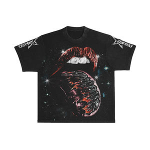 Camiseta personalizada de streetwear para hombre, cuello redondo, manga corta, corte holgado, algodón, informal, básica, para hombre - Product Image 1