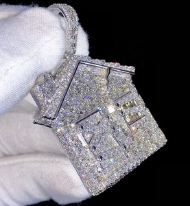 Colgante de diamante de moissanita totalmente helado, joyería de Hip Hop, joyería personalizada, hermoso colgante para el hogar, regalo para hombres y mujeres - Product Image 1