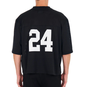Pakistan Manufacturer Boxy V-neck Short Sleeve T-<b>Shirt</b> Black Color Solid Drop Shoulder Football Jersey <b>100</b>% <b>Polyester</b> - Product Image 2