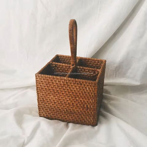 Cesta de Ratán Natural Hecha a Mano con Asa, Organizador de Almacenamiento Decorativo Ecológico, Fabricante OEM de Vietnam - Product Image 3