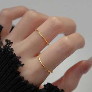 Hallmark Silver Minimalist Stackable 18K Gold Plated <b>Ring</b> for Women - Product Image 1
