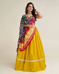 Women's Yellow Silk Lehenga Choli With Digital Printed Dupatta Traditional Indian Pakistani Wedding Outfit Floor-Length Loose - Product Image 2