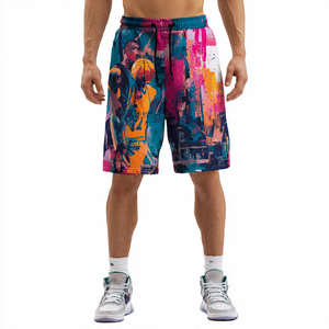 100% <b>Polyester</b> Sublimation Basketball <b>Shorts</b> Men Drawstring Waist Full Sublimation Basketball <b>Shorts</b> Men's - Product Image 2