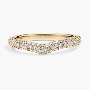 Bague Chevron Diamant Courbé en Or Jaune - Product Image 1