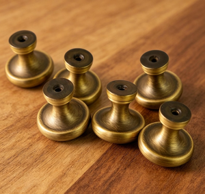 Rustic Antique Bronze <b>Beaded</b> Cabinet Knob Round Mushroom Drawer Pull Farmhouse Kitchen Cupboard French Country Furniture - Product Image 4
