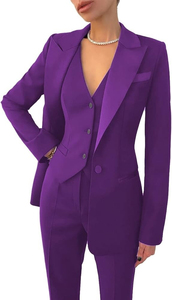 Traje Azul Marino para Mujer, Cuello de Solapa, Largo Completo, Ropa Formal con Decoración de Botones, Antiarrugas, Corte Regular, Estilo Otoñal - Product Image 4
